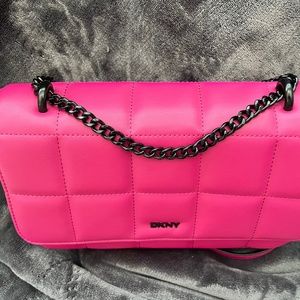 DKNY Quilted Mauve Flap Shoulder Bag